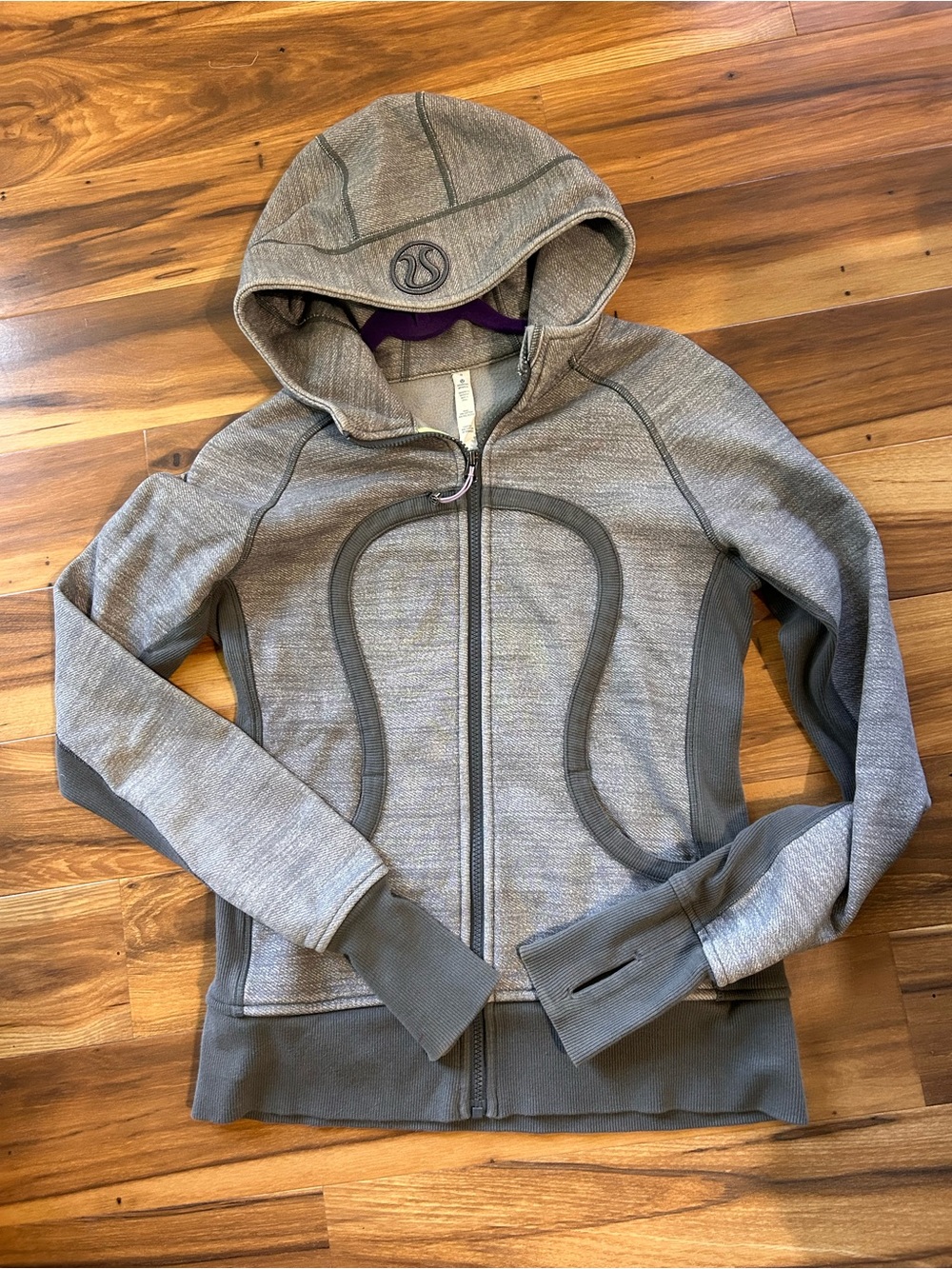 lululemon athletica Heathered Gray Hooded Zip Bomber Jacket